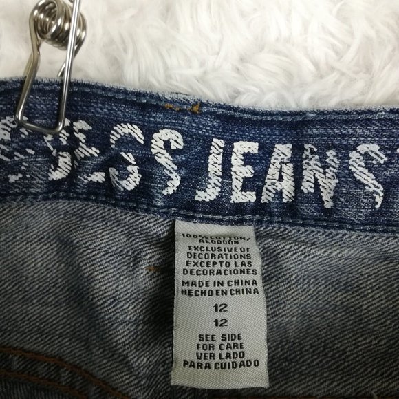 Guess Girls Jeans Straight Leg Denim Blue Medium Wash‎ Ripped 12 - Picture 12 of 13